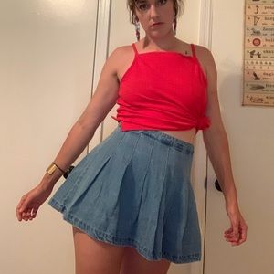 Pleated Denim Short Skirt- Forever 21 Brand